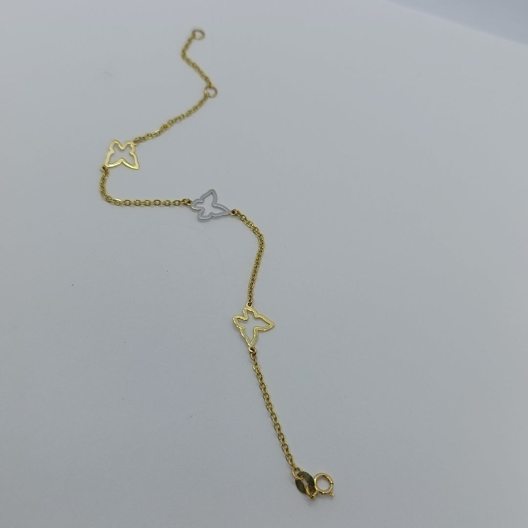 PULSERA ESPECIAL C MARIPOSAS 14K 18 CM 1.7 GR (NUEVO)