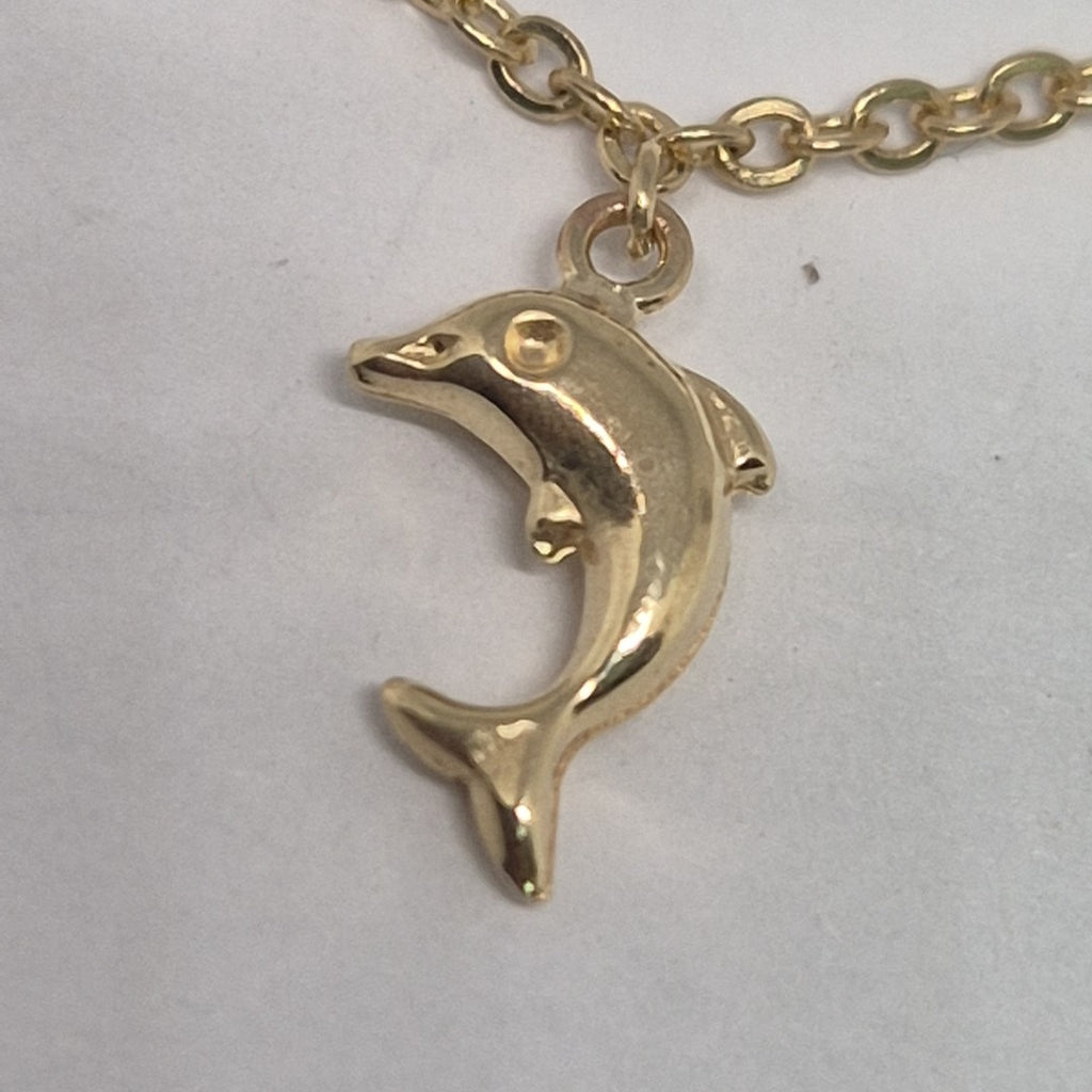 PULSERA ESPECIAL CON DIJES DELFINES 10K 18 CM 1.9 GR (NUEVO)