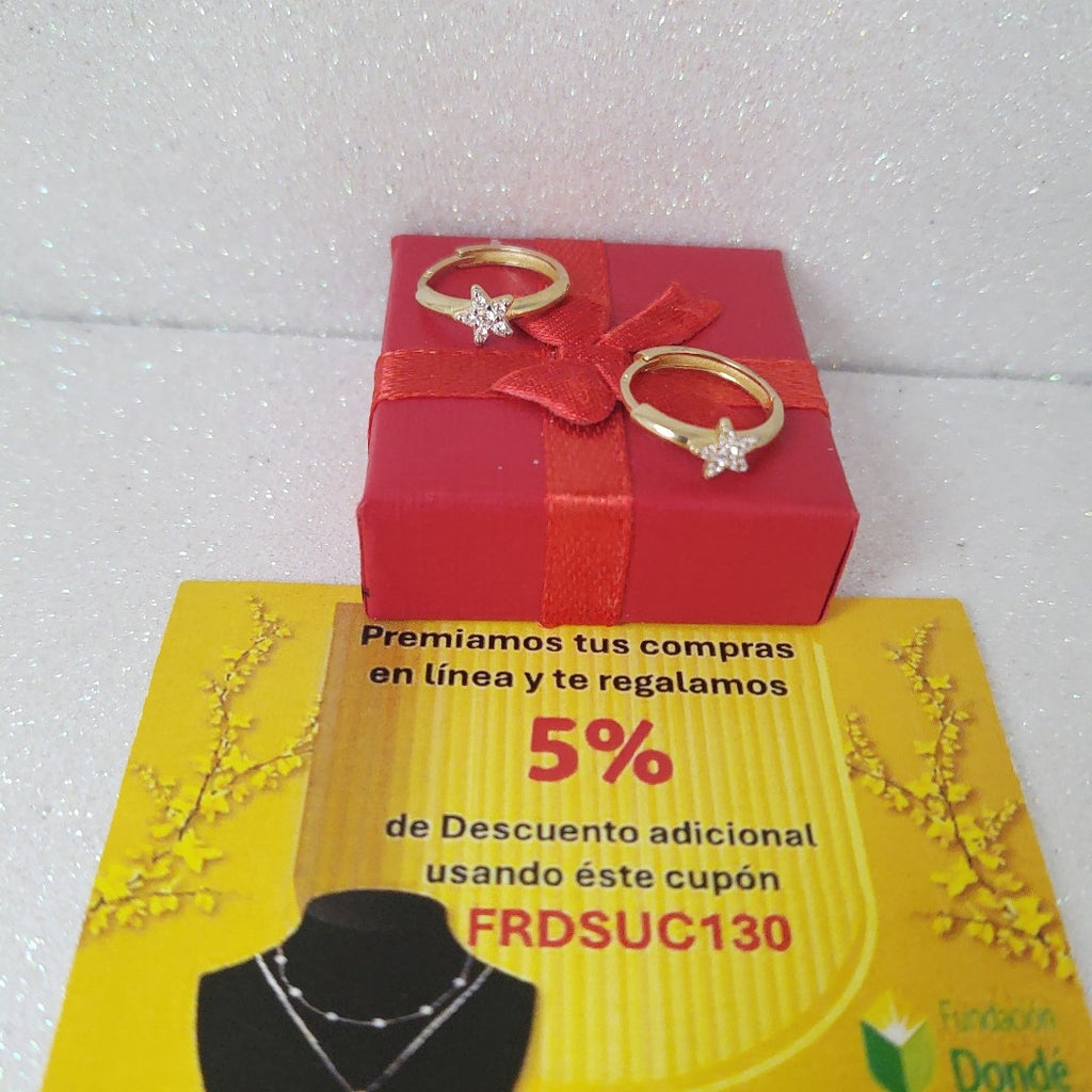 ARETES ARRACADAS FIG ESTRELLA CIRCONIAS 10K 1.6 GR (NUEVO)