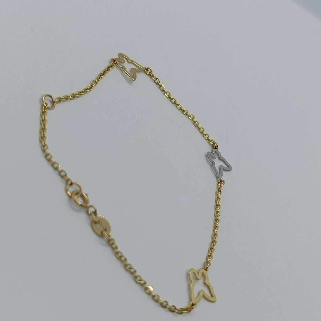 PULSERA ESPECIAL C MARIPOSAS 14K 18 CM 1.7 GR (NUEVO)