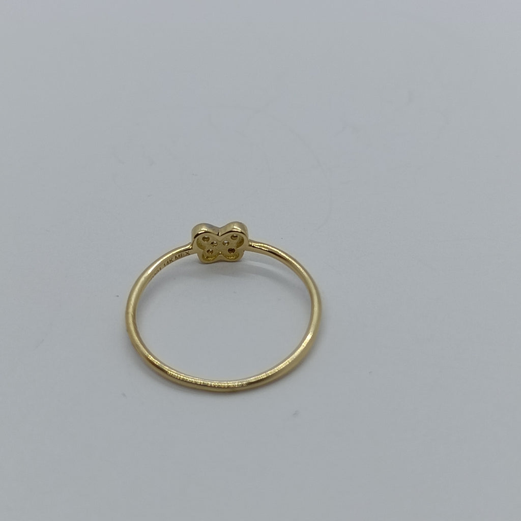ANILLO ANILLITO MARIPOSA C CIRCONIAS 14K 7 TALLA 1 GR (NUEVO)