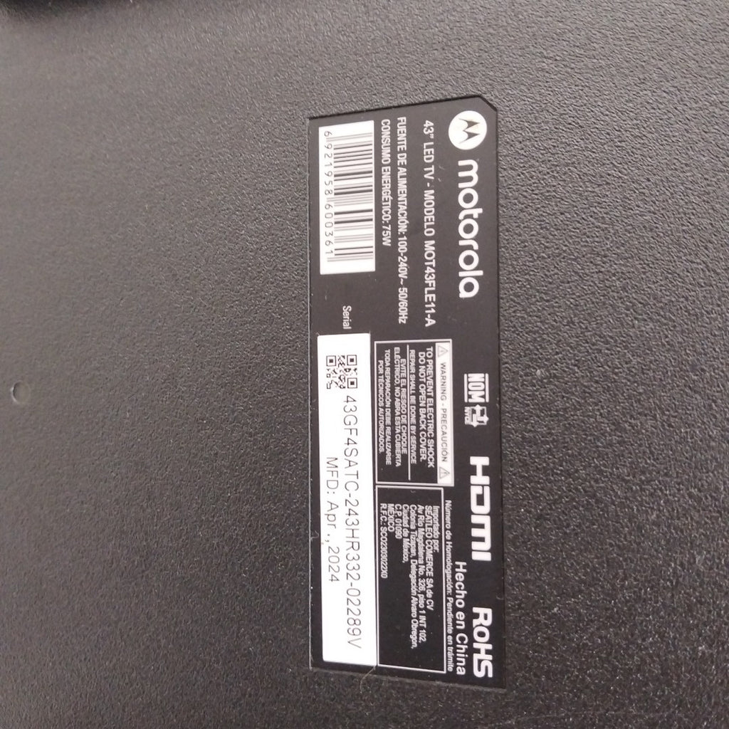 PANTALLA MOTOROLA MOT43FLE11-A (2024) 43" LED FULL HD (SEMINUEVO)