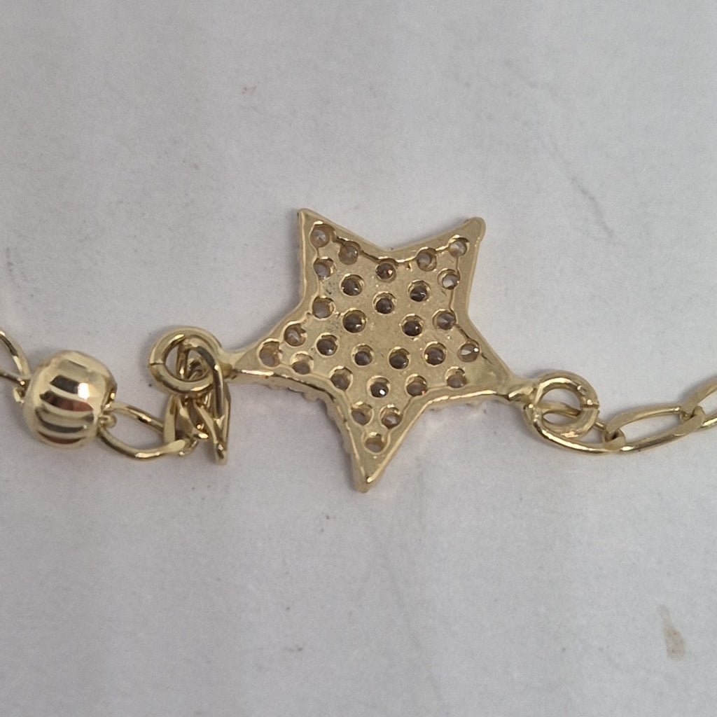 PULSERA ESPECIAL CON ESTRELLA Y CIRCONIAS 14K 18 CM 1.5 GR (NUEVO)
