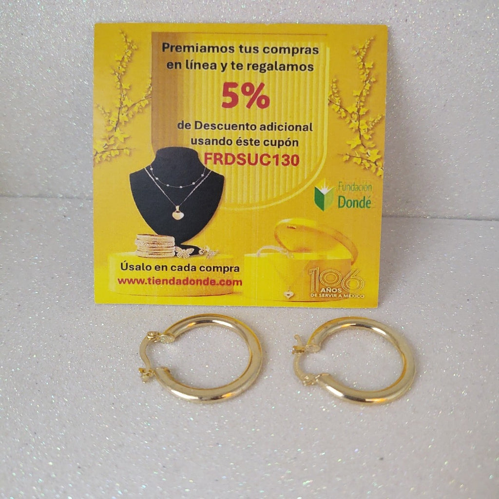 ARETES TEJIDO ARRACADA LISA 14K 2 GR (NUEVO)
