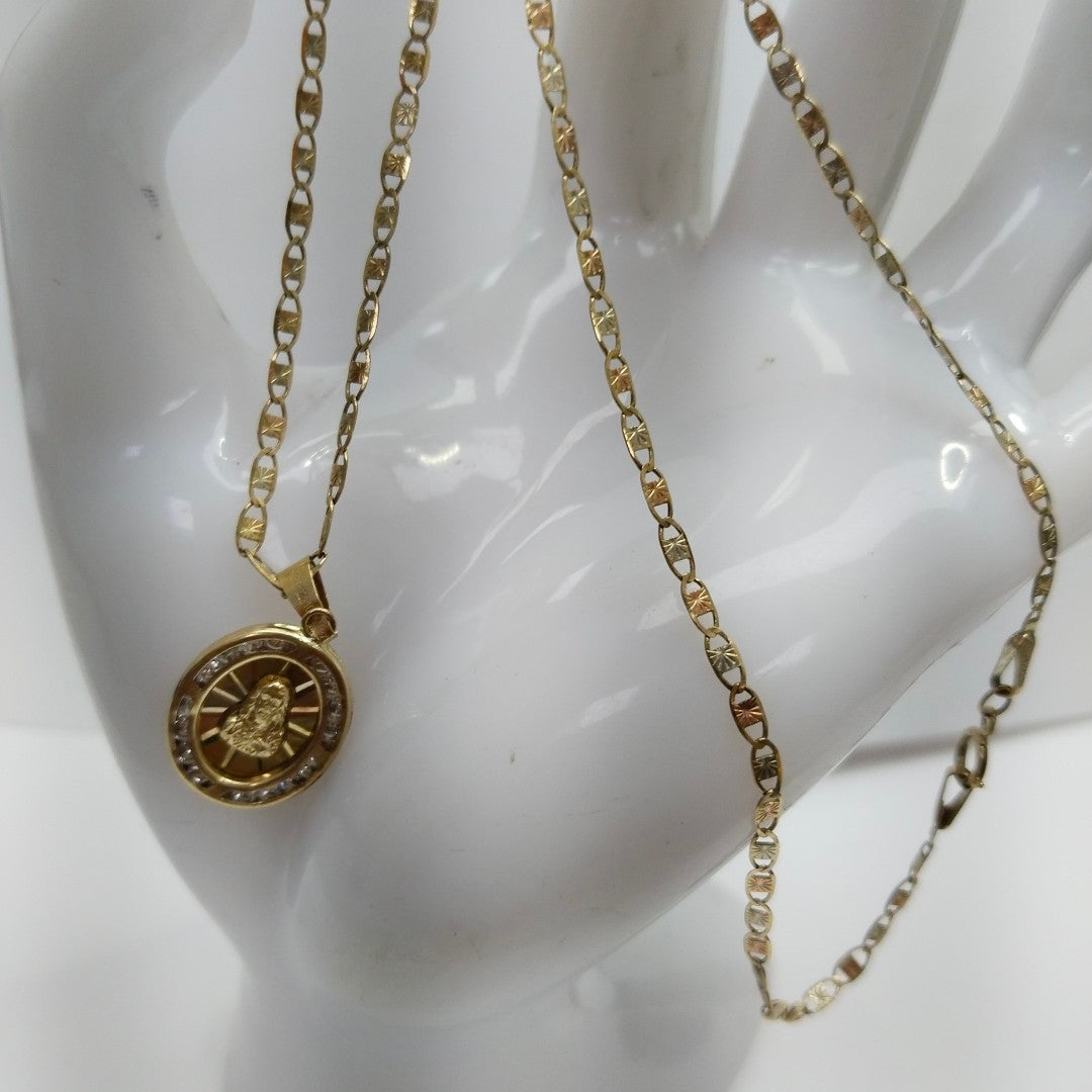 CADENA, MEDALLA RELIGIOSA ORO 10 K 3.1 GRMS (SEMINUEVO)
