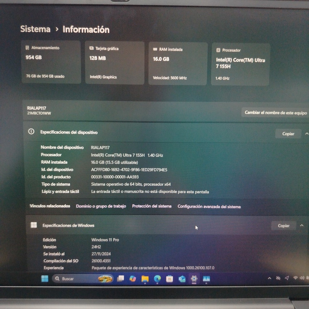 LAPTOP LENOVO THINKPAD E16 GEN 2 (2024) 1 TB SSD 16 GB RAM (SEMINUEVO)