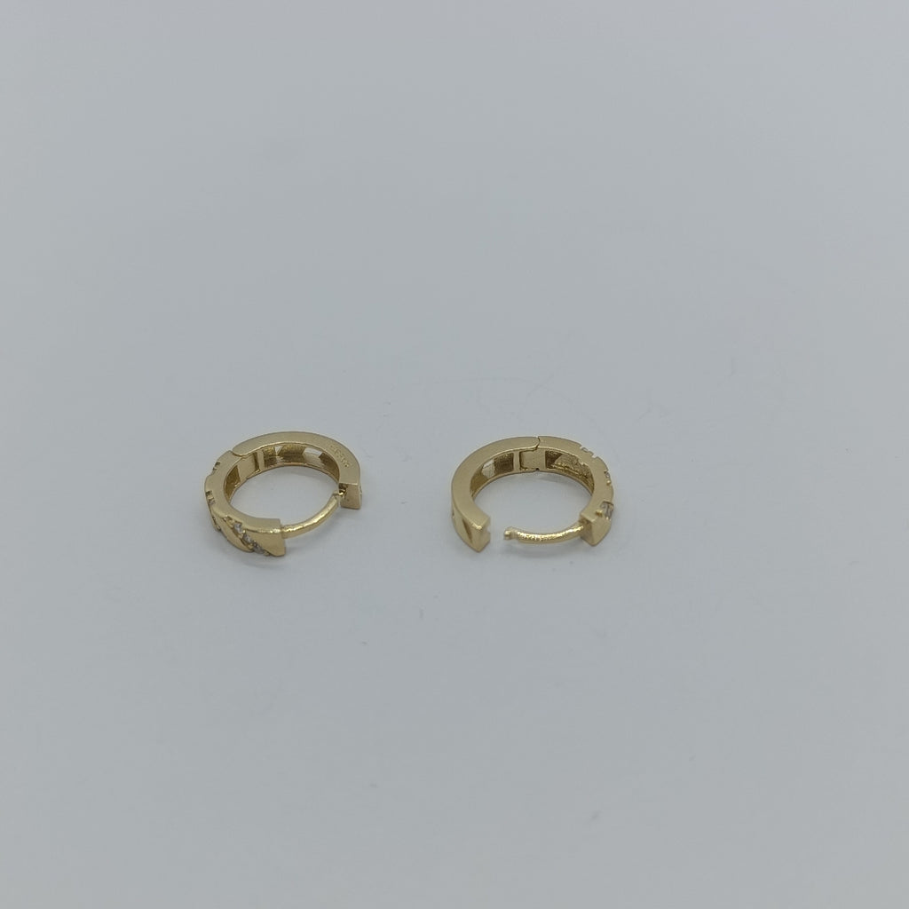 ARETES HUGGIES CON CIRCONIAS 14K 2.2 GR (NUEVO)