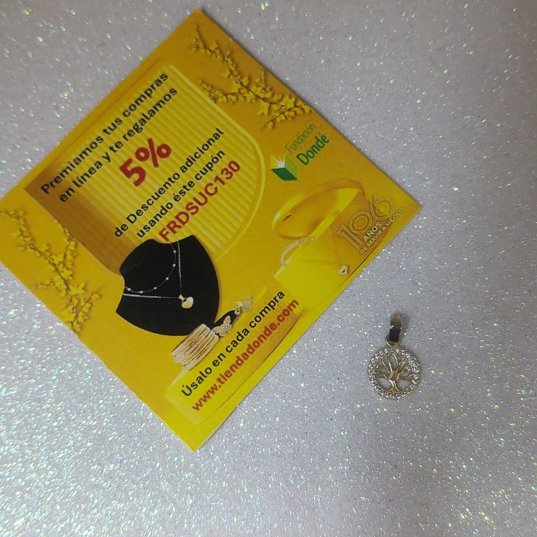 DIJE ARBOL CON CIRCONIAS 10K 0.7 GR (NUEVO)