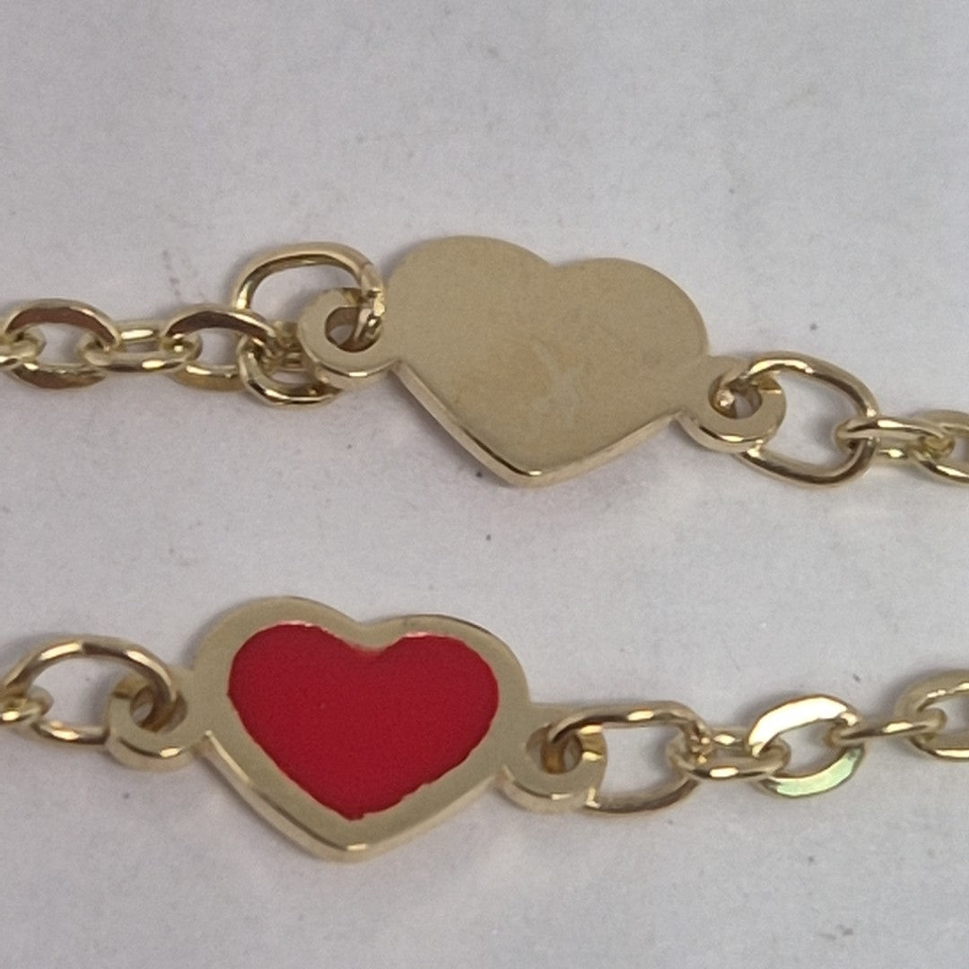 PULSERA ESPECIAL CON CORAZONES 14K 18 CM 1.4 GR (NUEVO)
