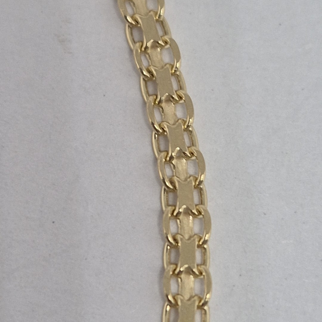 PULSERA TEJIDO ESPECIAL CON INFINITO Y CIRCONIAS 14K 18 CM 3.4 GR (NUEVO)