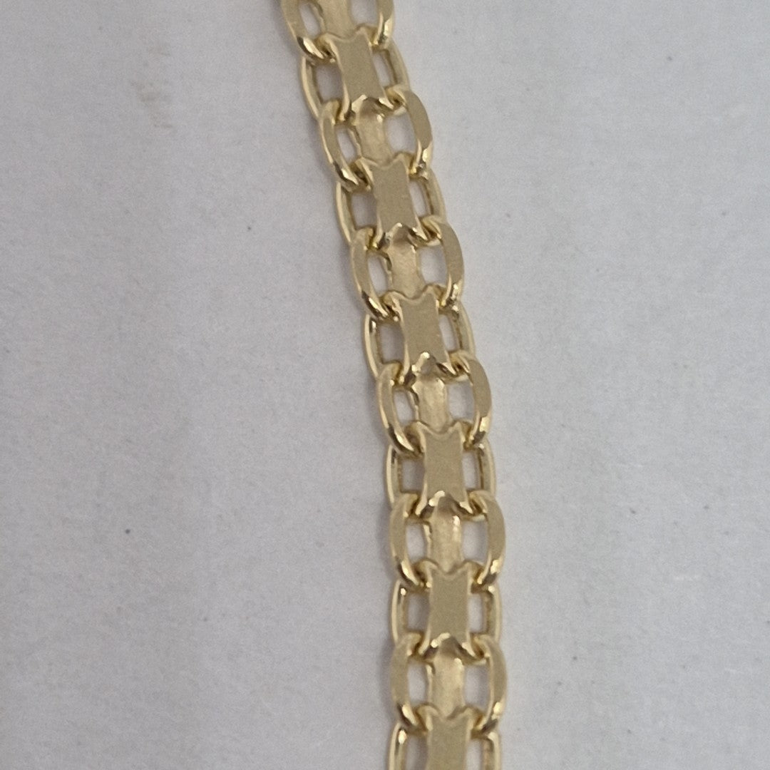 PULSERA TEJIDO ESPECIAL CON INFINITO Y CIRCONIAS 14K 18 CM 3.4 GR (NUEVO)