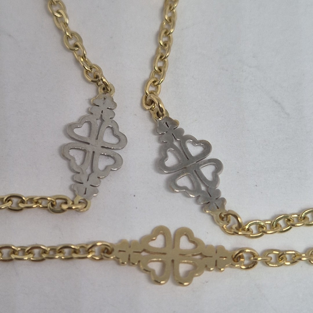 PULSERA ESPECIAL CON TREBOL 14K 18 CM 1.8 GR (NUEVO)