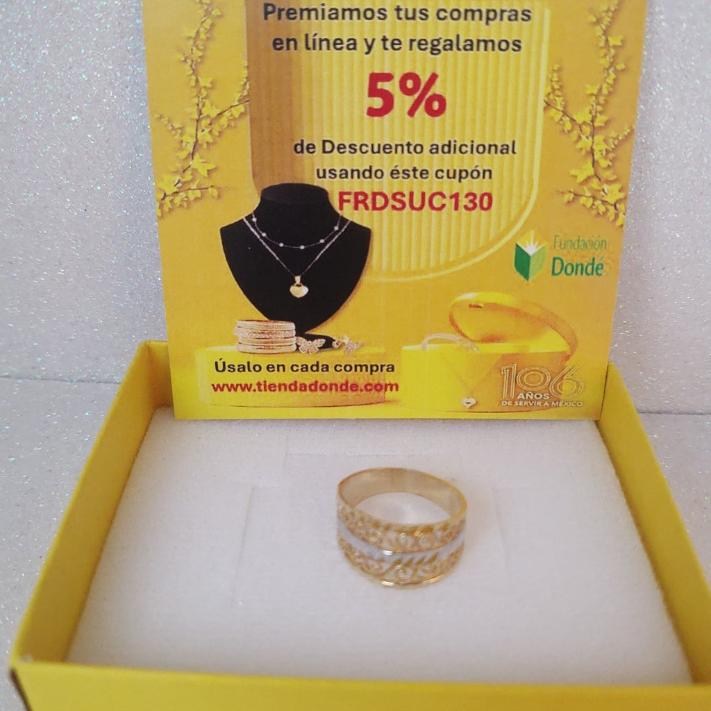 ANILLOS TIPO FILIGRANA COMBINADO 14K TALLA 7 2.6 GR (NUEVO)