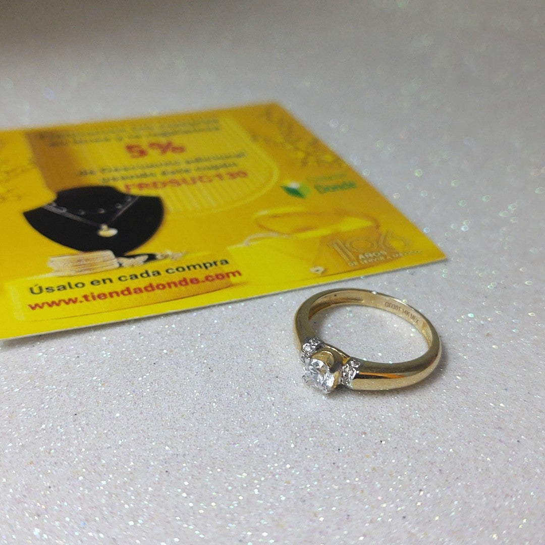 ANILLO ANILLITO C CIRCONIAS 14K 7 TALLA 2.3 GR (NUEVO)