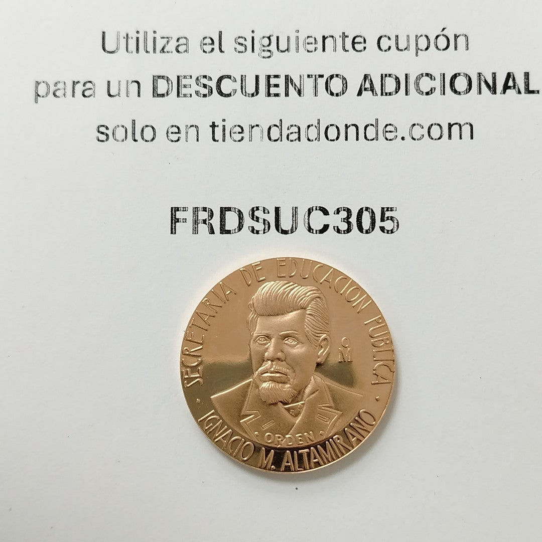 MEDALLA CONMEMORATIVA ORO 21 K 42,00 GRMS (SEMINUEVO)