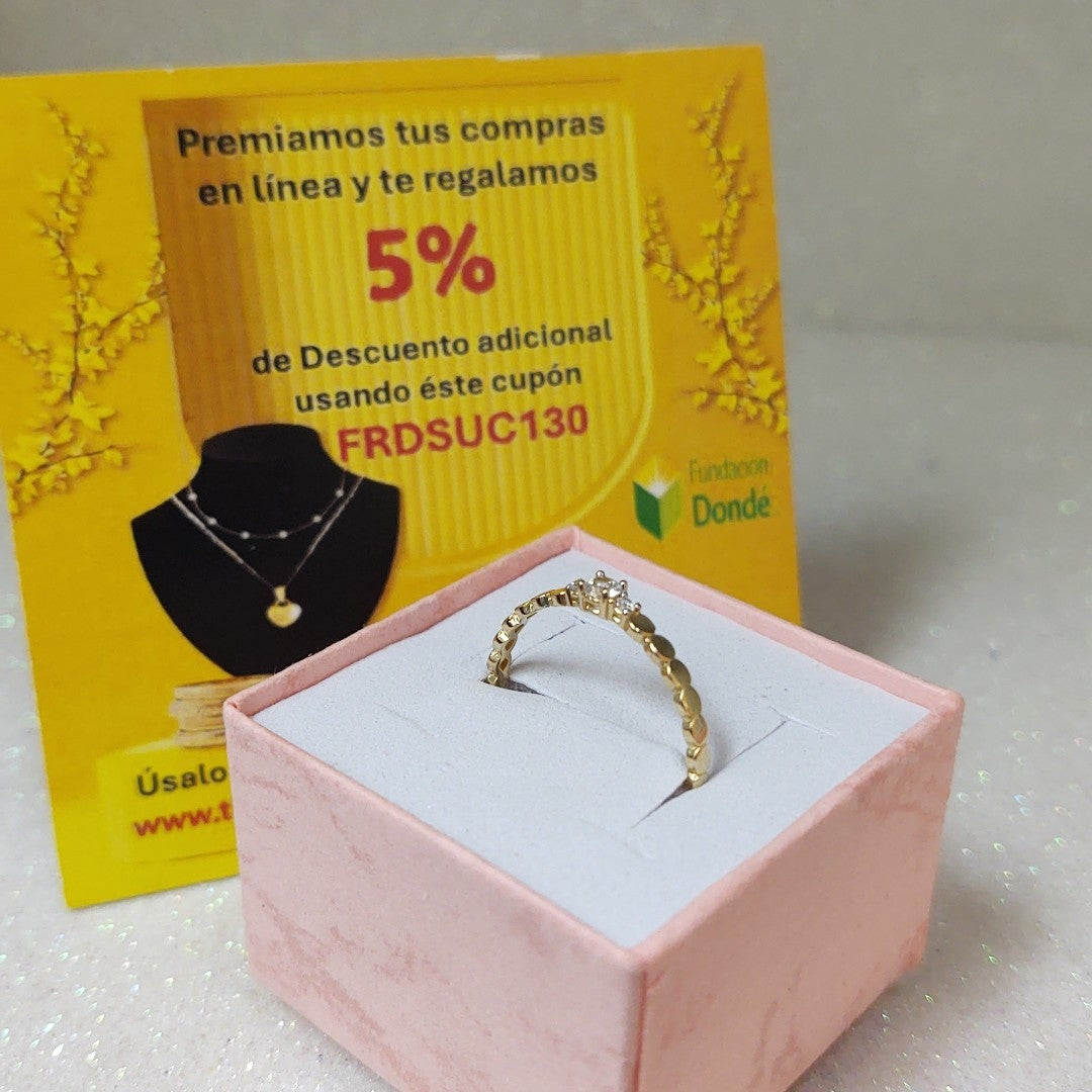 ANILLO ANILLITO C CIRCONIAS 14K 8 TALLA 1.2 GR (NUEVO)