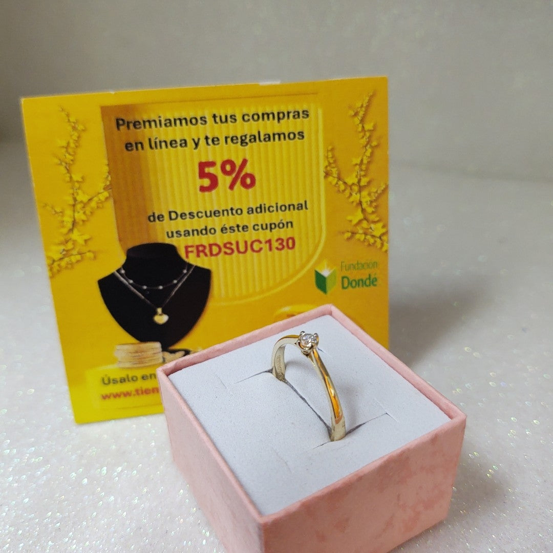 ANILLO ANILLITO SOLITARIO CIRCONIA 14K 8 TALLA 1.7 GR (NUEVO)