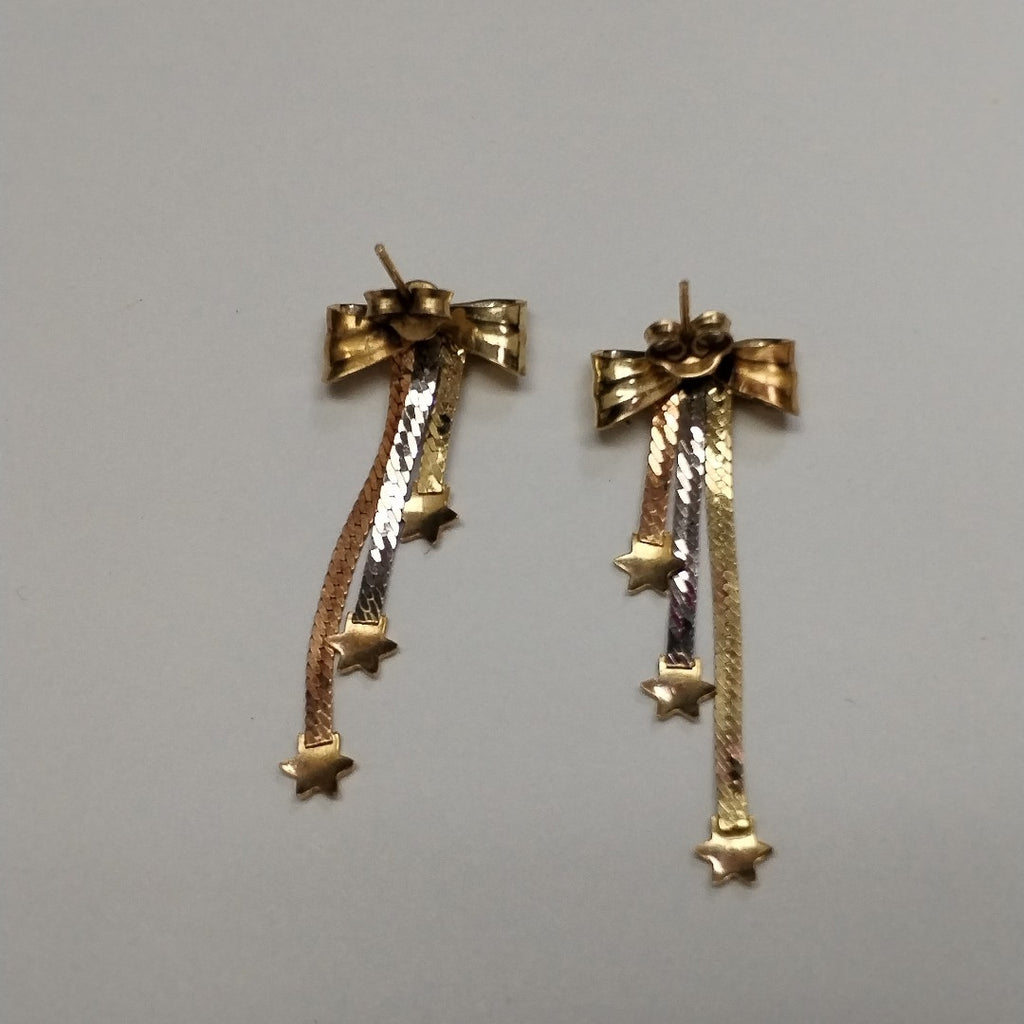 ARETES PAR ORO, ORO COMBINADO 14 K 3.4 GRMS (SEMINUEVO)