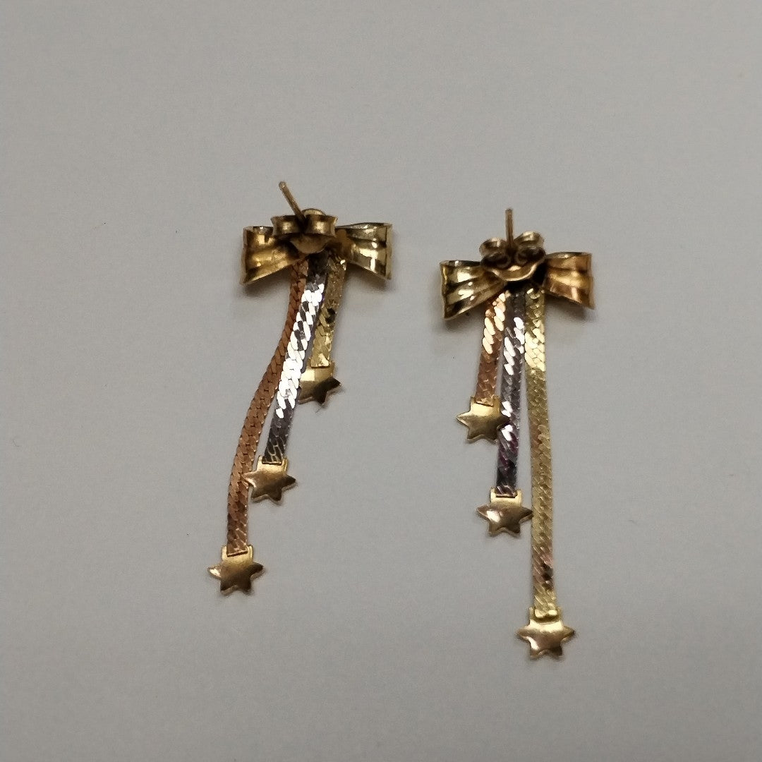 ARETES PAR ORO, ORO COMBINADO 14 K 3.4 GRMS (SEMINUEVO)