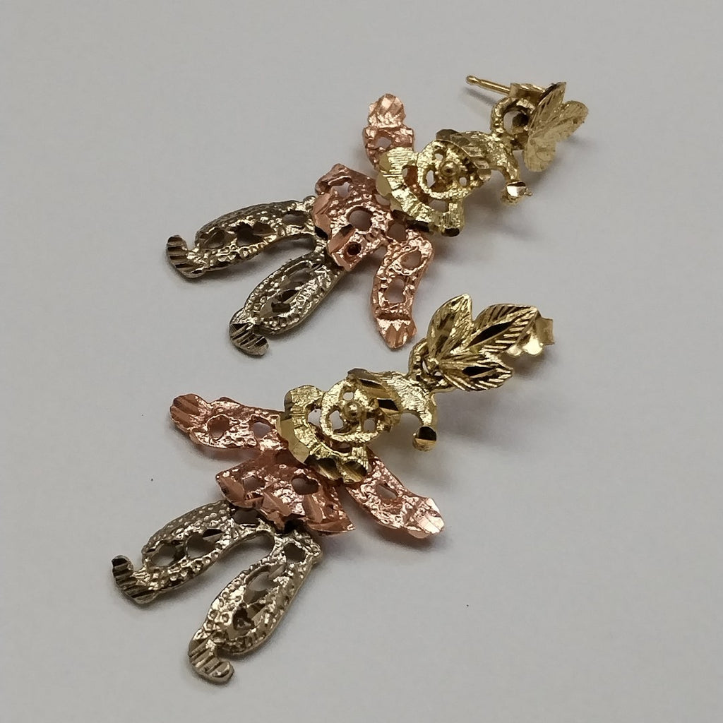 ARETES PAR ORO, ORO COMBINADO 14 K 4.4 GRMS (SEMINUEVO)
