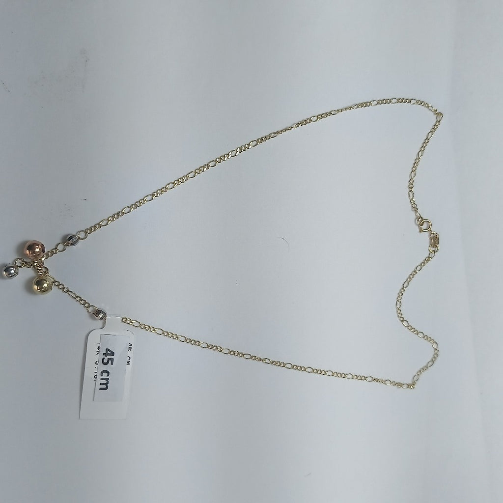 CADENA GARGANTILLA 3X1 CON ESFERAS COMBINADAS 14K 45 CM 3.1 GR (NUEVO)