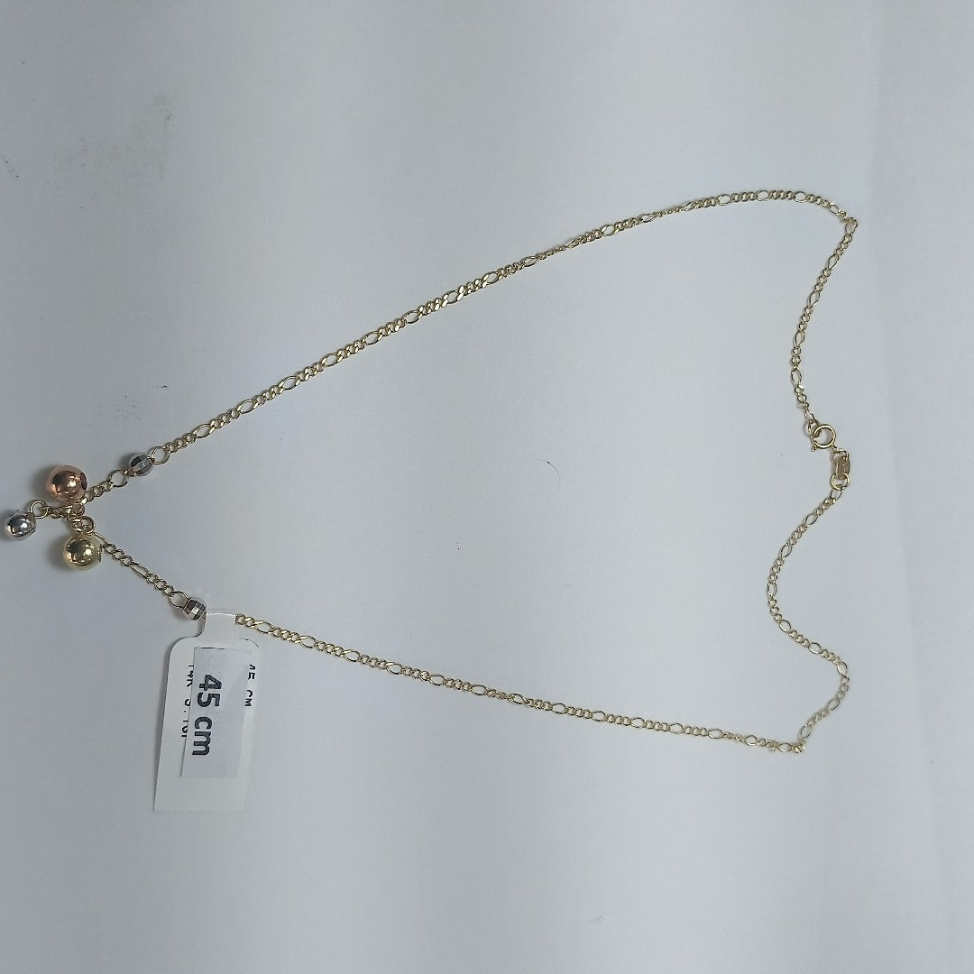 CADENA GARGANTILLA 3X1 CON ESFERAS COMBINADAS 14K 45 CM 3.1 GR (NUEVO)
