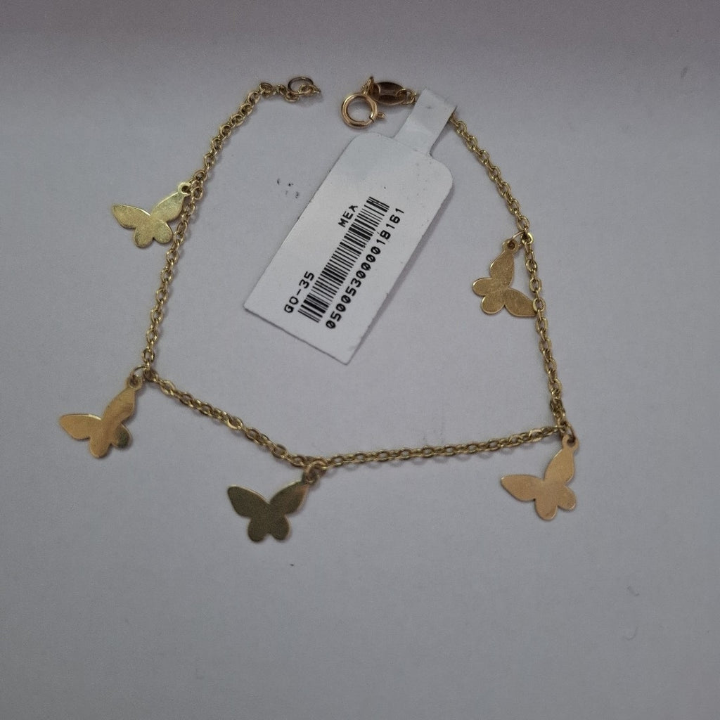 PULSERA ESPECIAL CON MARIPOSAS 14K 18 CM 2.1 GR (NUEVO)