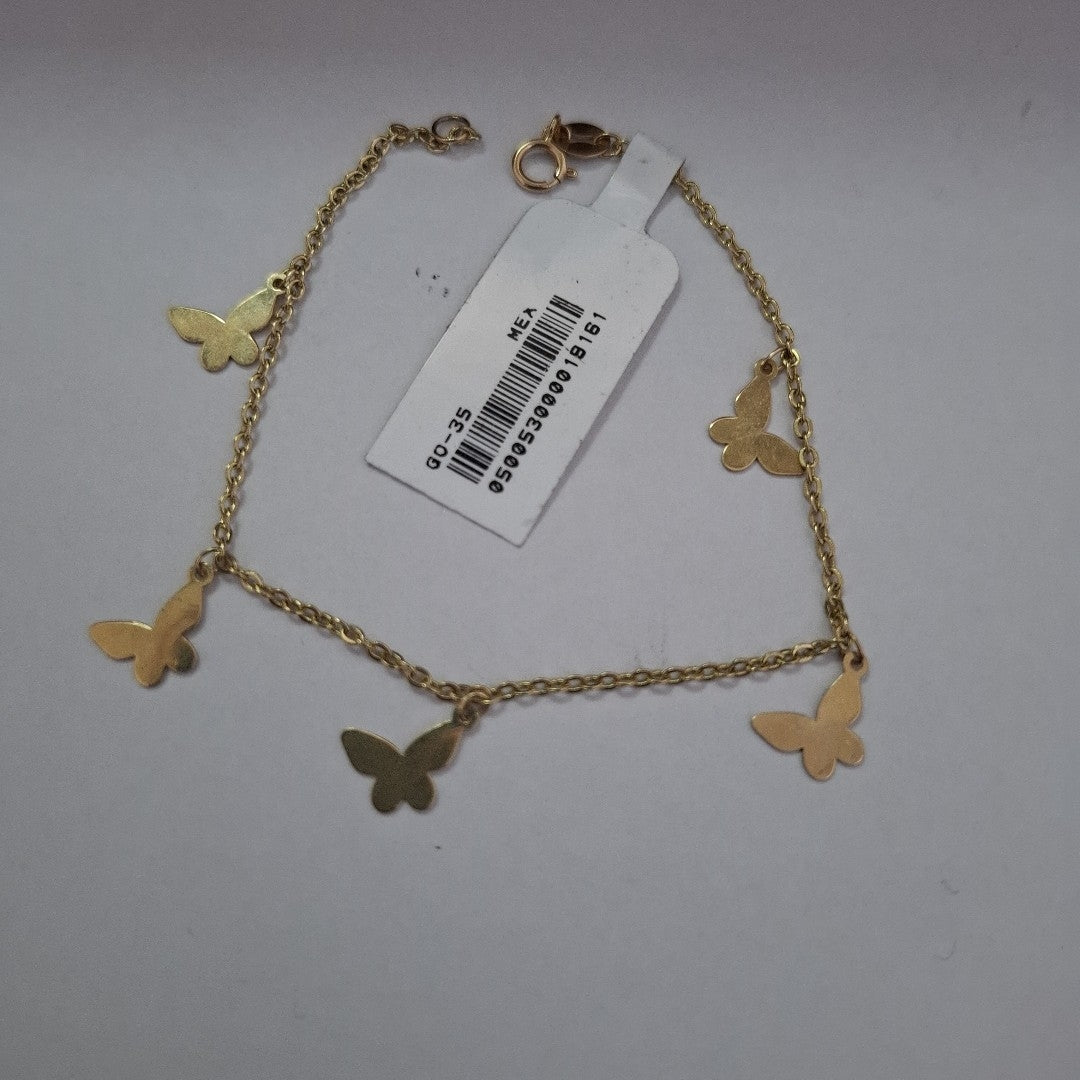 PULSERA ESPECIAL CON MARIPOSAS 14K 18 CM 2.1 GR (NUEVO)