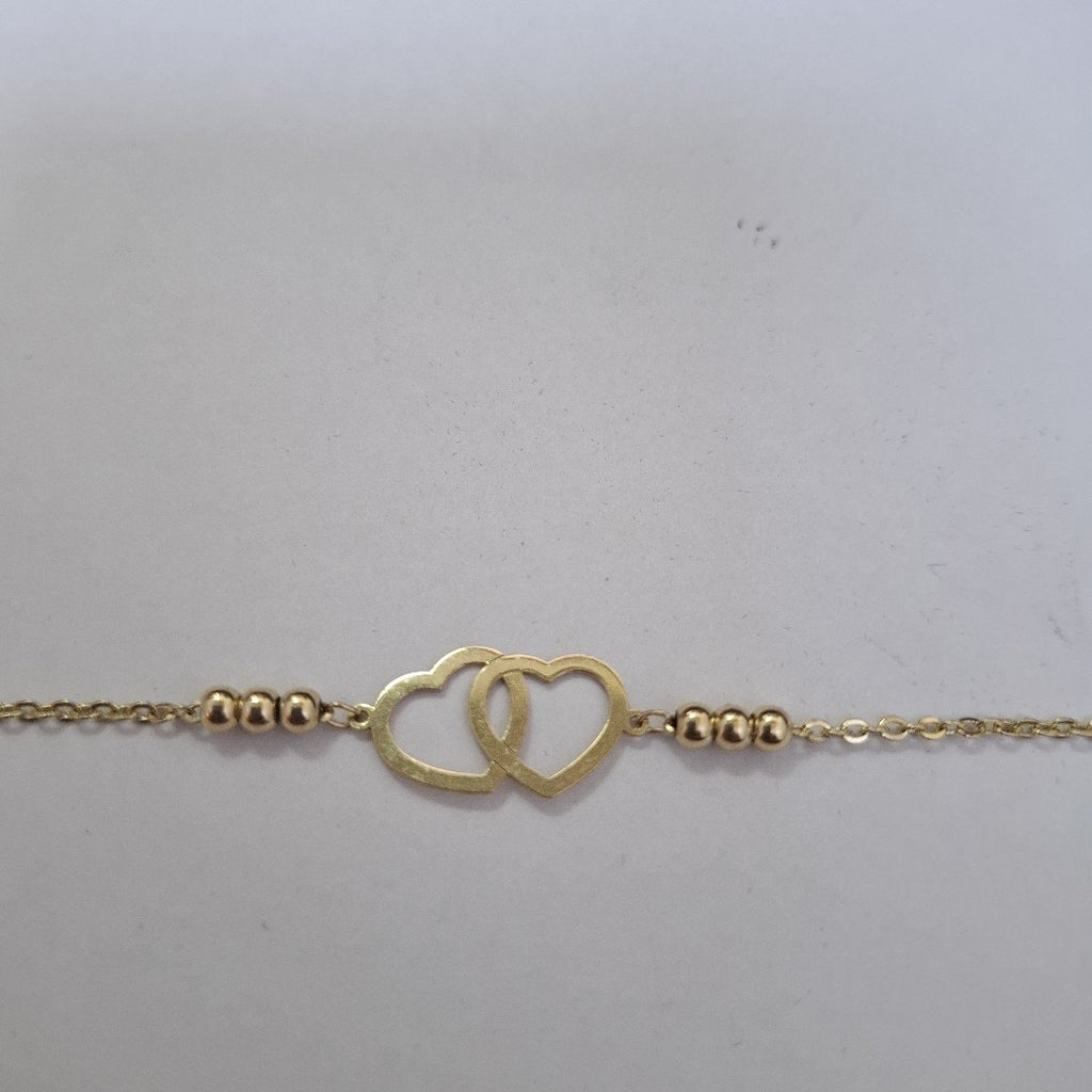 PULSERA TEJIDO ESPECIAL C CORAZONES 14K 18 CM 1.7 GR (NUEVO)