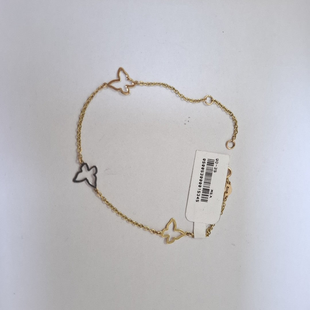 PULSERA ESPECIAL C MARIPOSAS 14K 18 CM 1.7 GR (NUEVO)