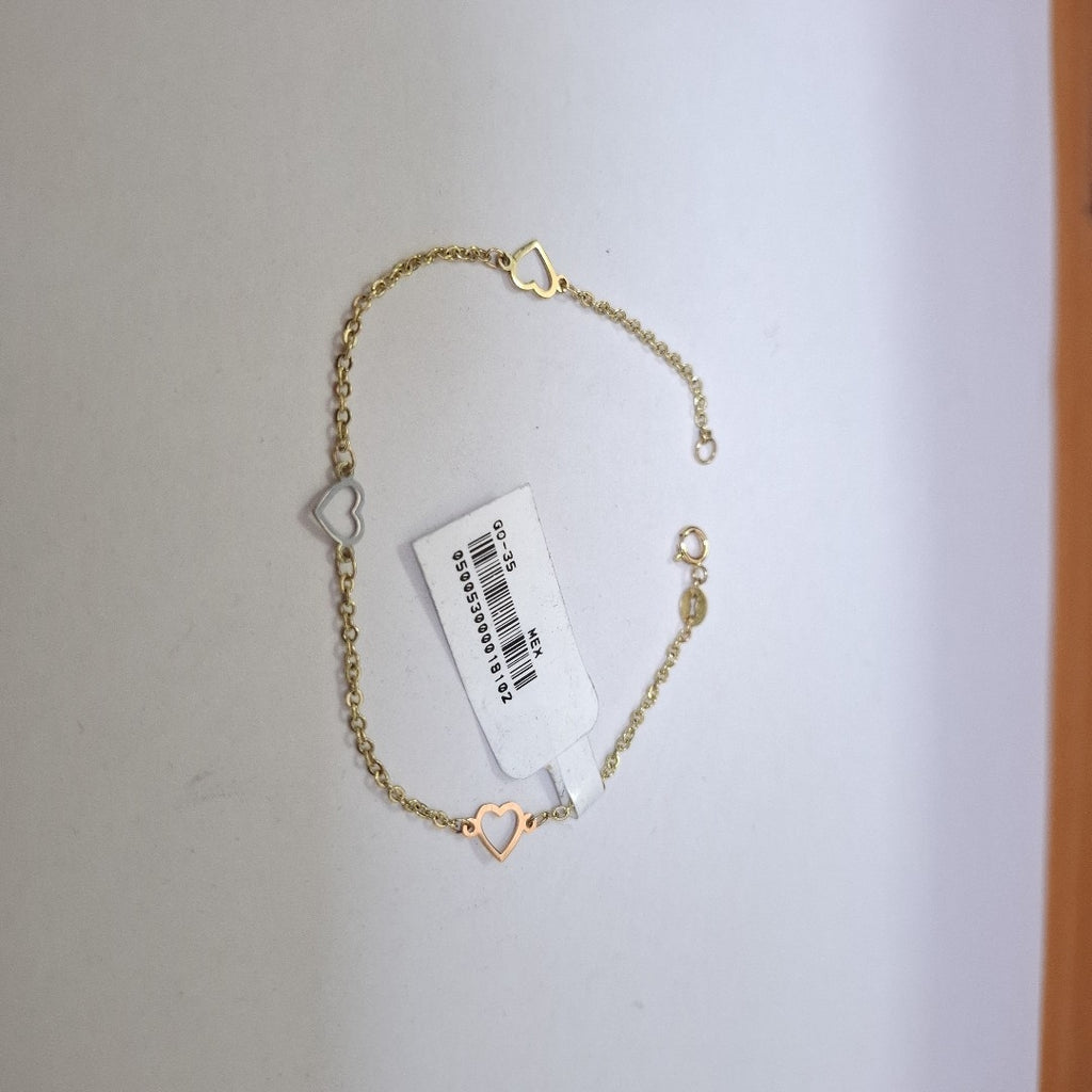 PULSERA ESPECIAL CON CORAZONES 14K 18 CM 1.3 GR (NUEVO)