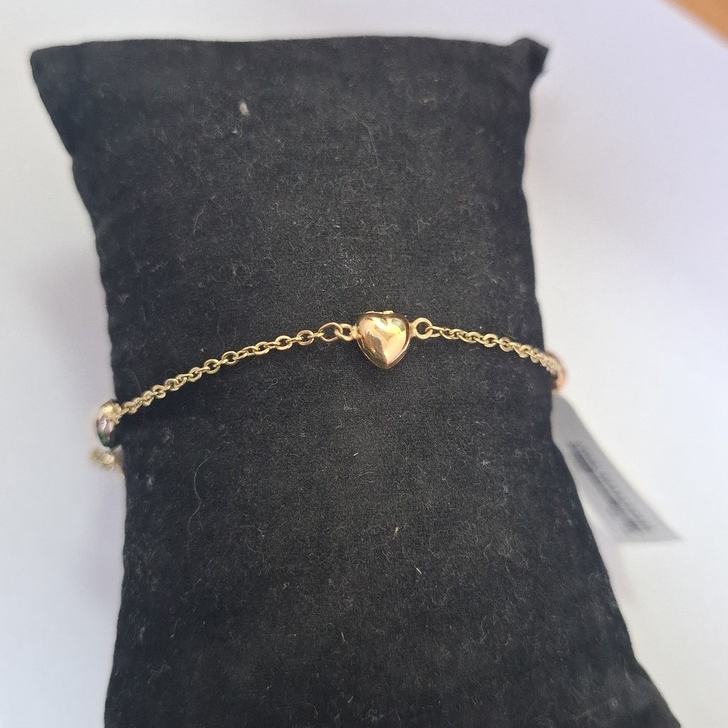PULSERA ESP CON CORAZONES COMBINADOS 14K 18 CM 1.6 GR (NUEVO)
