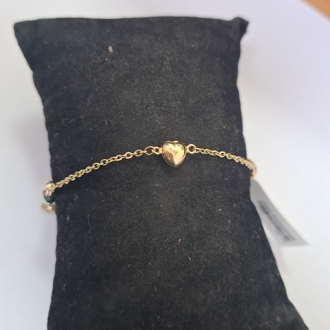PULSERA ESP CON CORAZONES COMBINADOS 14K 18 CM 1.6 GR (NUEVO)