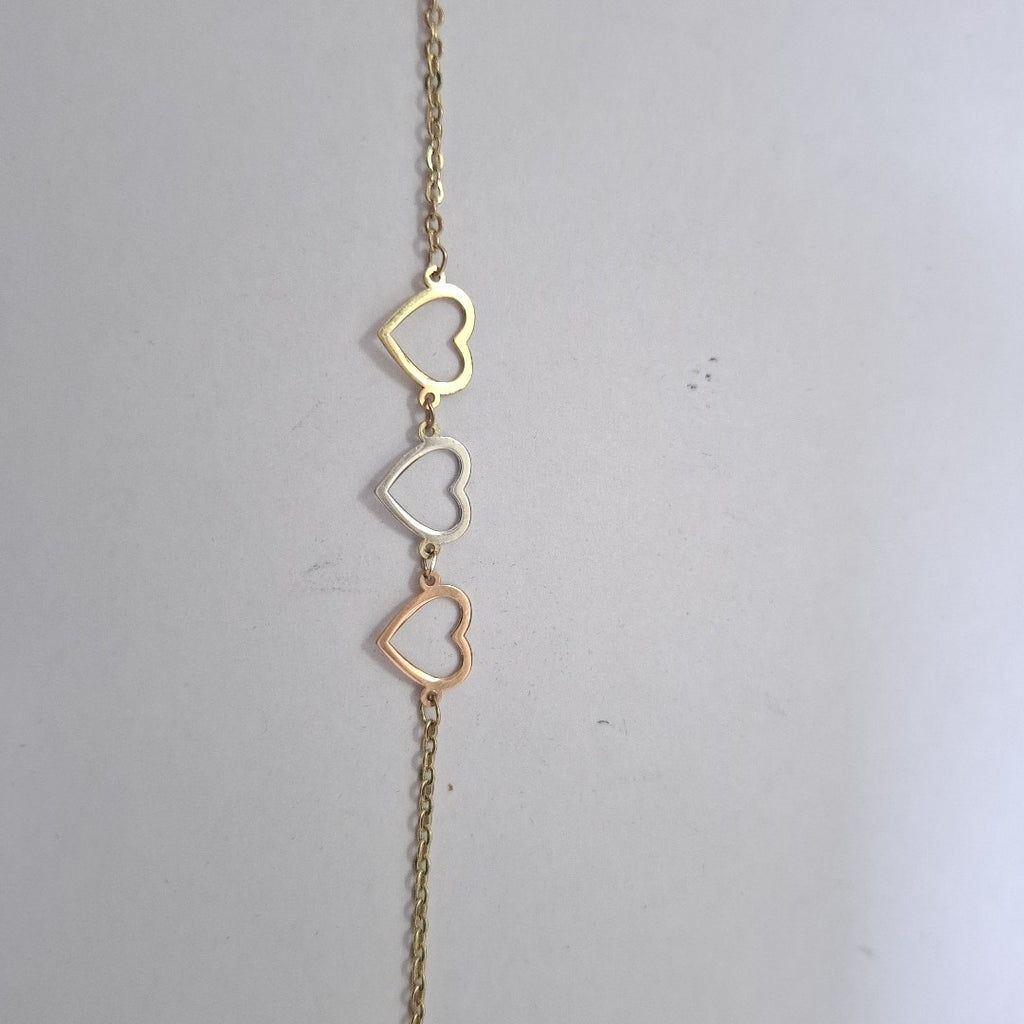 PULSERA ESPECIAL CON CORAZONES 14K 18 CM 1.3 GR (NUEVO)