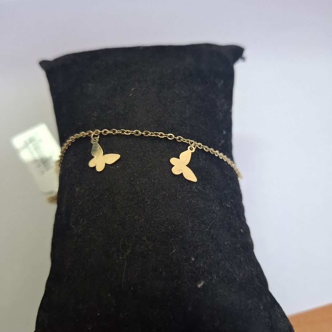PULSERA ESPECIAL CON MARIPOSAS 14K 18 CM 2.1 GR (NUEVO)