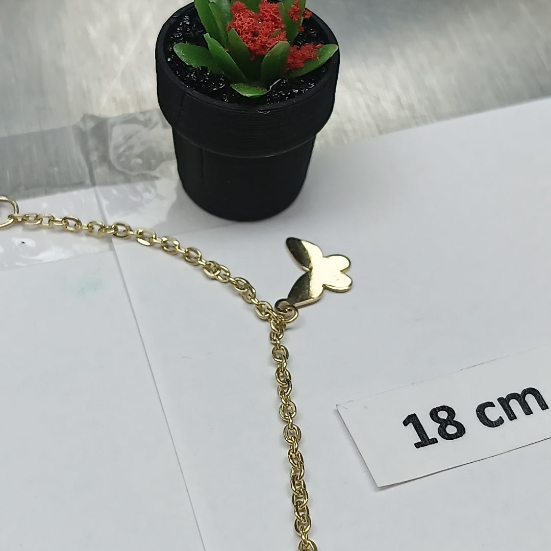 PULSERA ESPECIAL CON MARIPOSAS 14K 18 CM 2.1 GR (NUEVO)