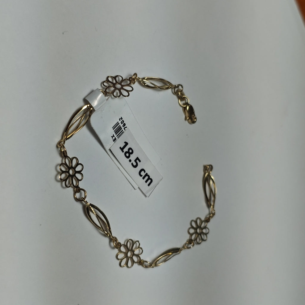 PULSERA ESPECIAL CON FLORES 14K 18 CM 2.7 GR (NUEVO)