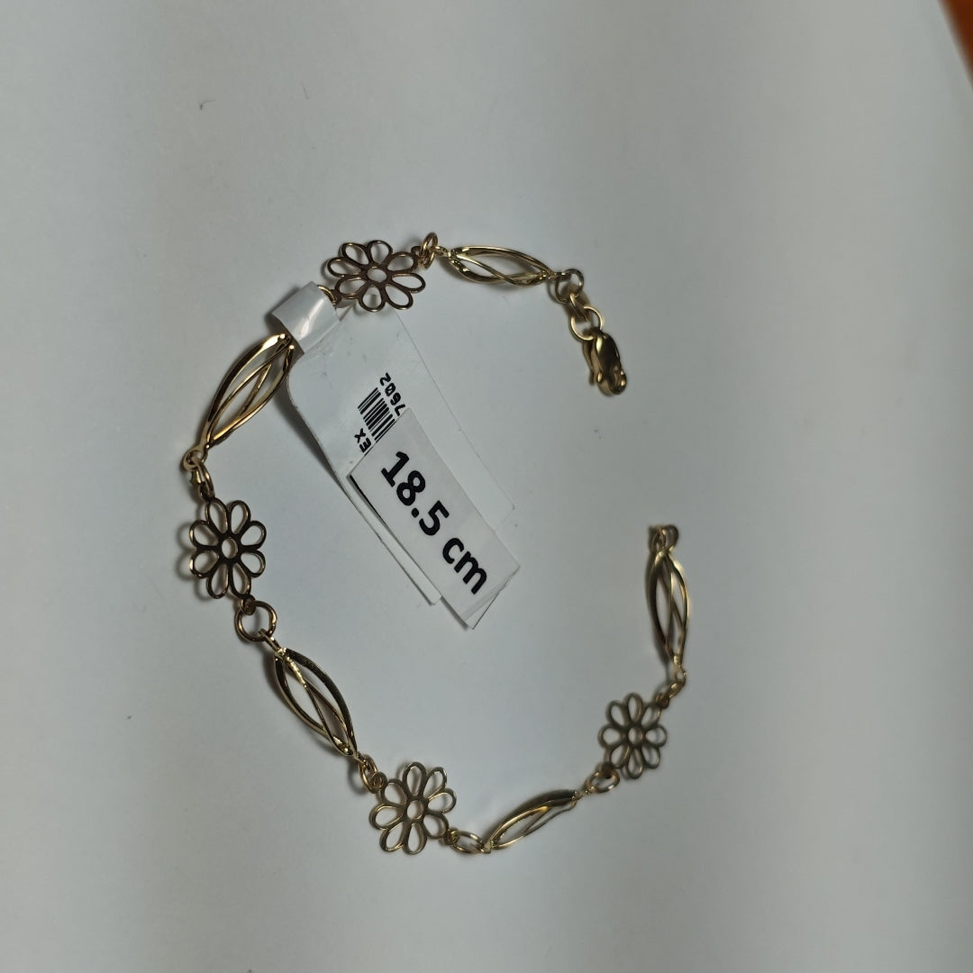PULSERA ESPECIAL CON FLORES 14K 18 CM 2.7 GR (NUEVO)