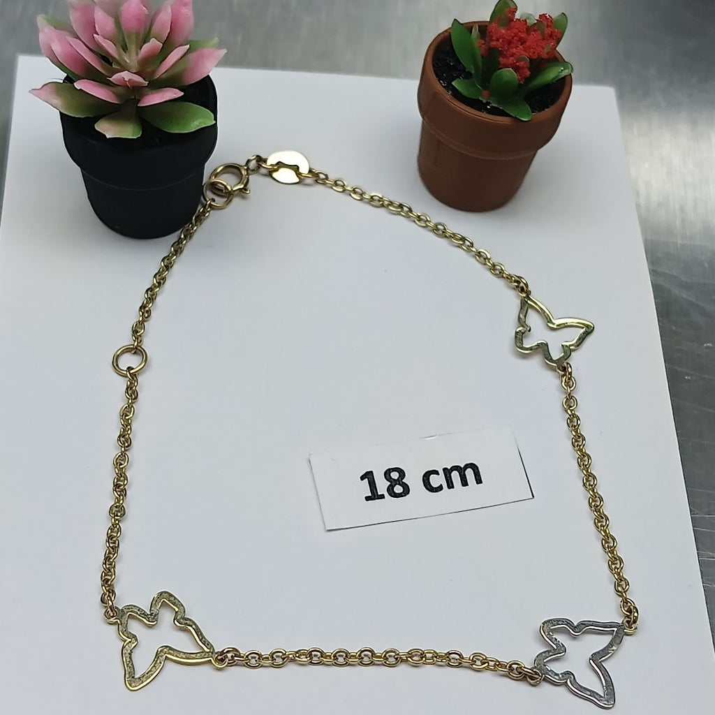 PULSERA ESPECIAL C MARIPOSAS 14K 18 CM 1.7 GR (NUEVO)
