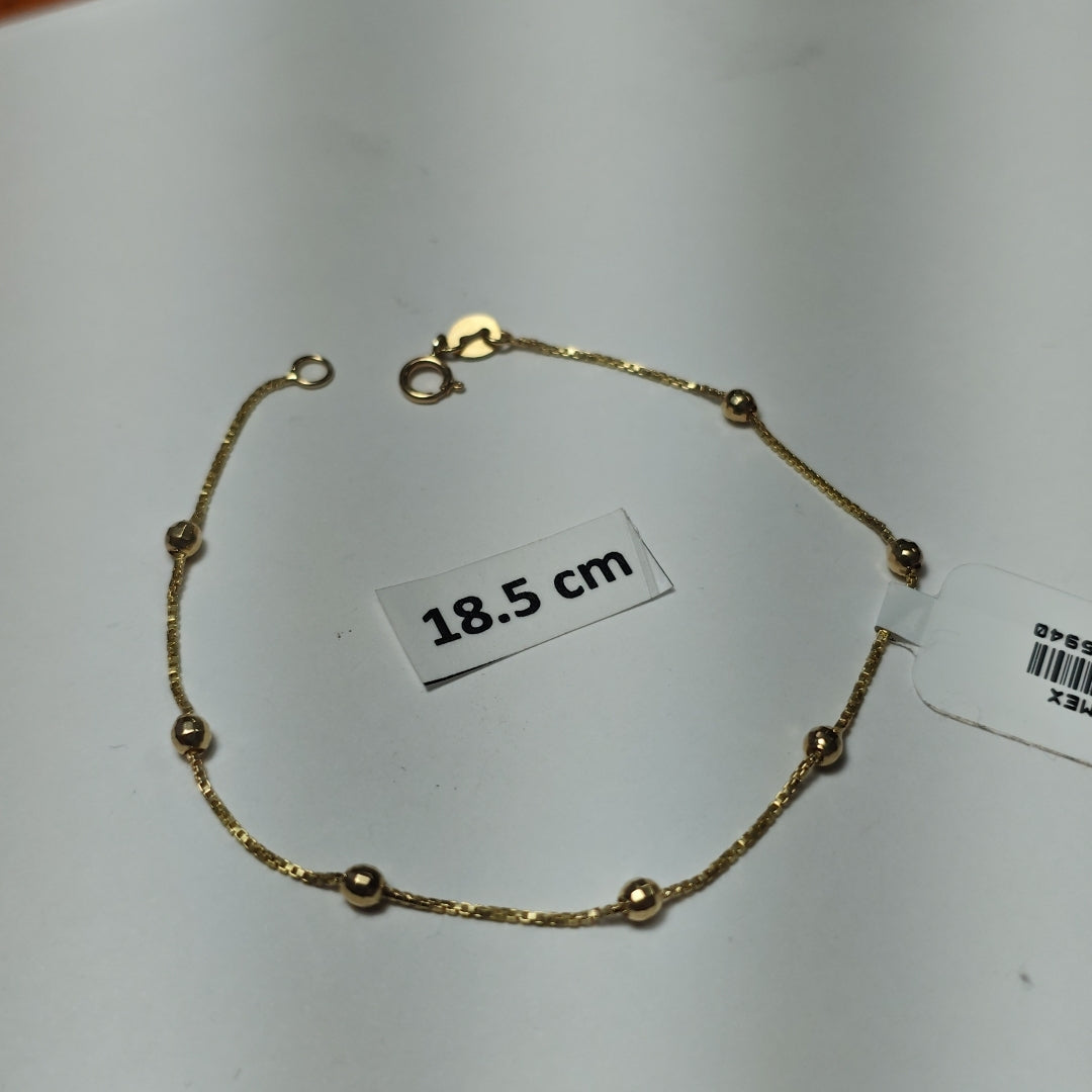 PULSERA ESPECIAL CON BOLITAS 14K 18 CM 1.4 GR (NUEVO)