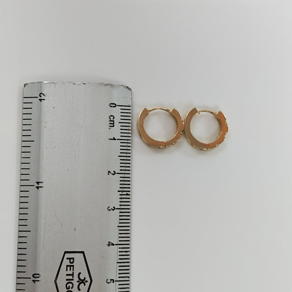 ARETES HUGGIES CON CIRCONIAS 14K 2.2 GR (NUEVO)