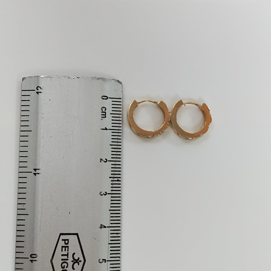 ARETES HUGGIES CON CIRCONIAS 14K 2.2 GR (NUEVO)
