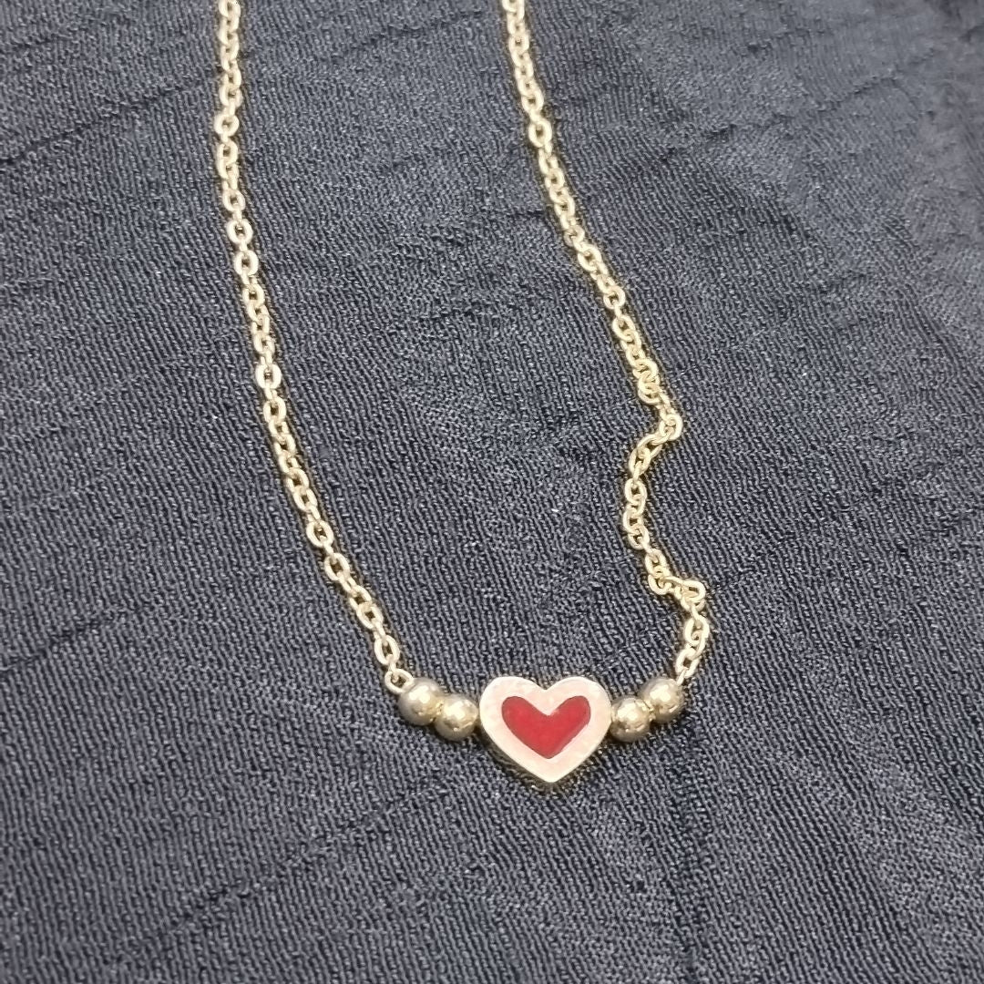 PULSERA TEJIDO ESPECIAL C CORAZON ROJO 14K 18 CM 2 GR (NUEVO)