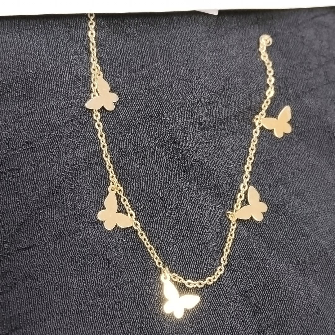 PULSERA ESPECIAL CON MARIPOSAS 14K 18 CM 2.1 GR (NUEVO)