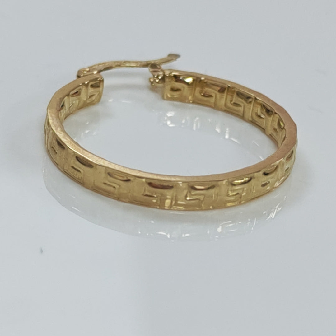 ARETES TEJIDO ARRACADA CON GRECAS 14K 2.7 GR (NUEVO)