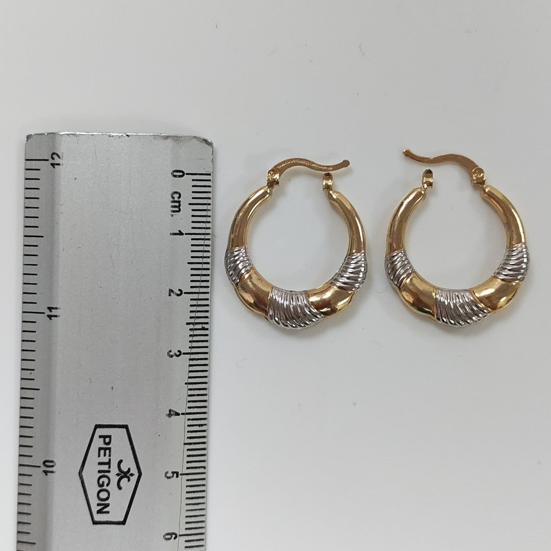 ARETES ARRACADAS HUECAS COMBINADAS 14K 2.6 GR (NUEVO)