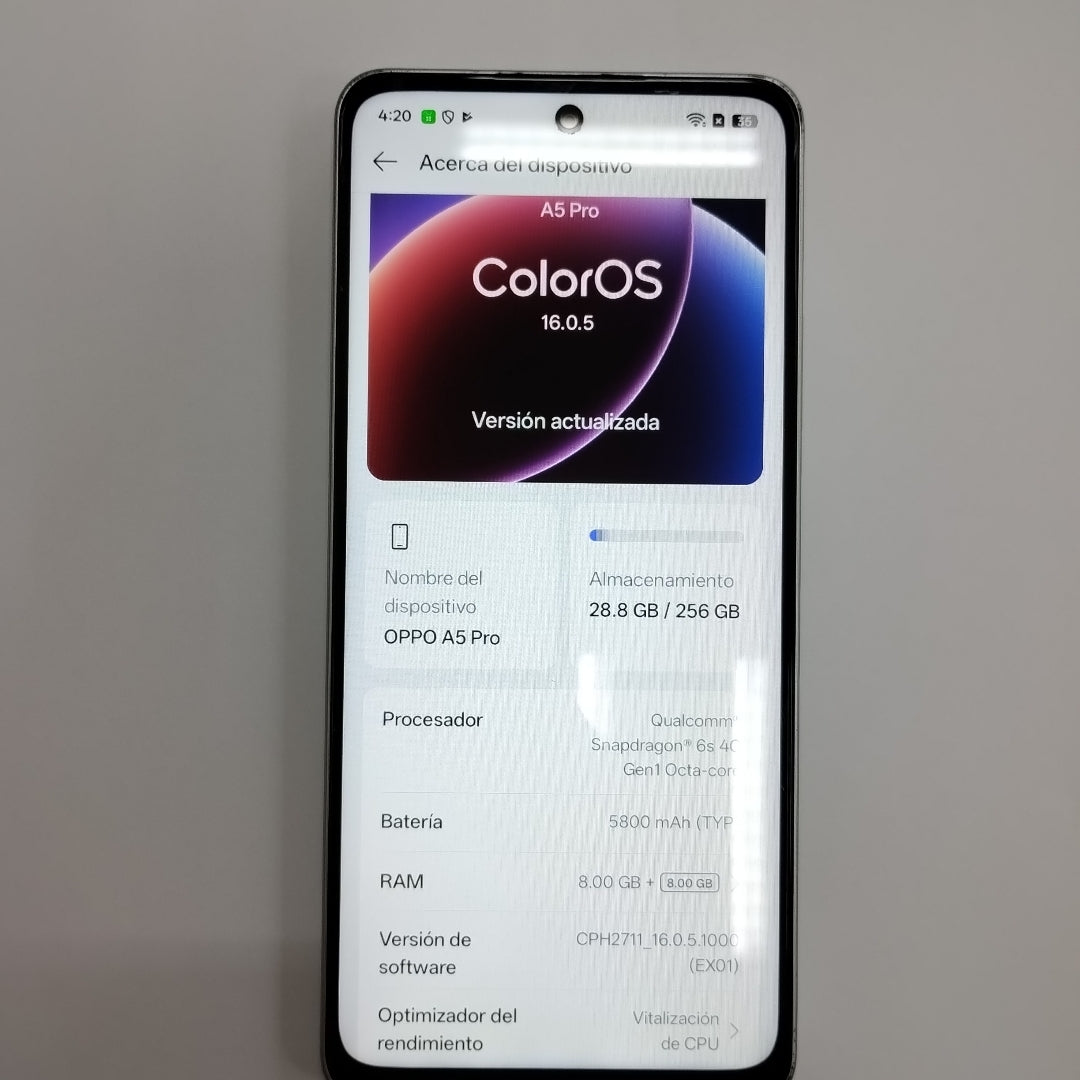 CELULAR OPPO A5 PRO CPH2711 (2025) 256 GB 8 GB RAM (SEMINUEVO)
