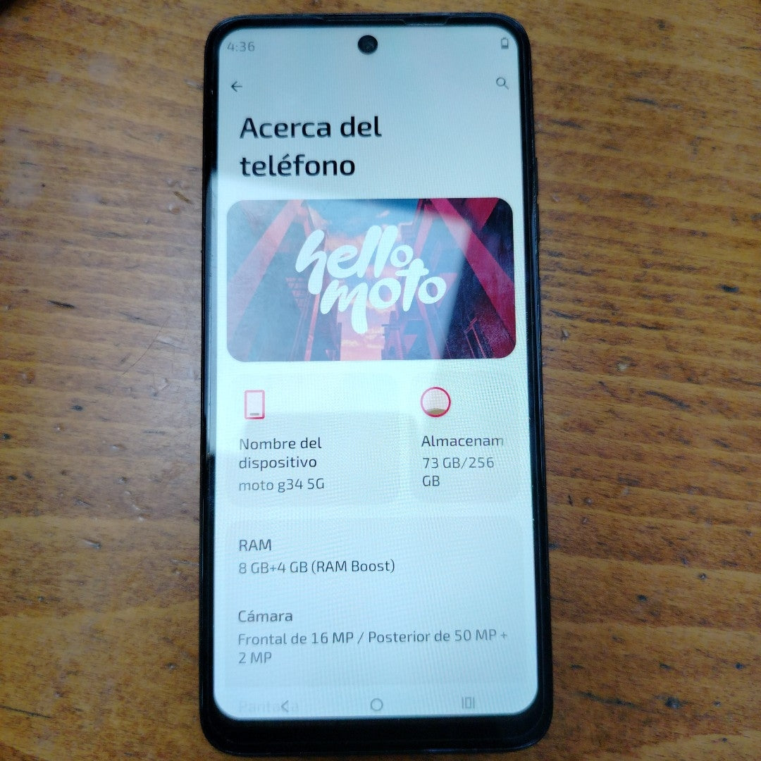 CELULAR MOTOROLA MOTO G34 5G XT2363-2 (2023) 256 GB 8 GB RAM (SEMINUEVO)
