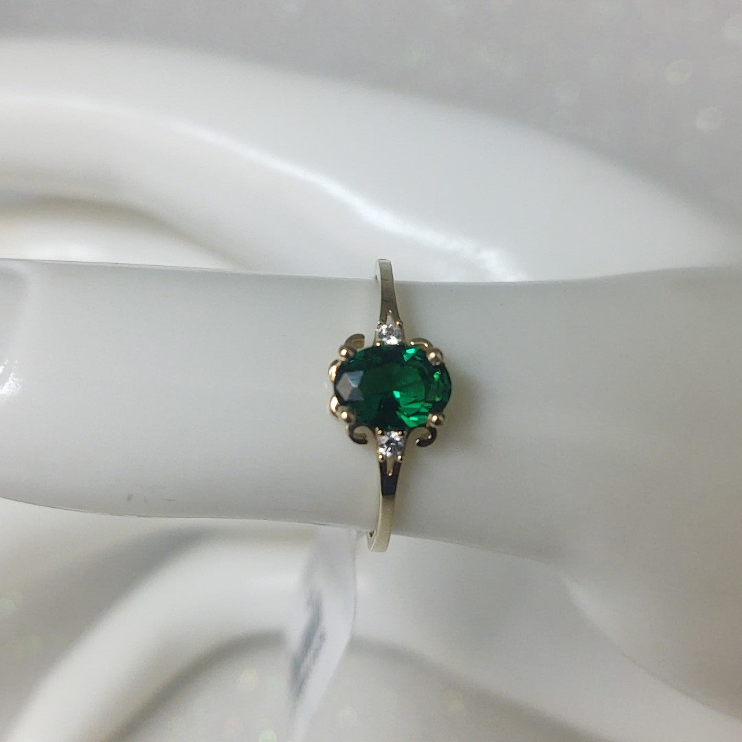 ANILLOS CON CIRCONIAS PDRAS DE COLOR 14K TALLA 7 1.1 GR (NUEVO)
