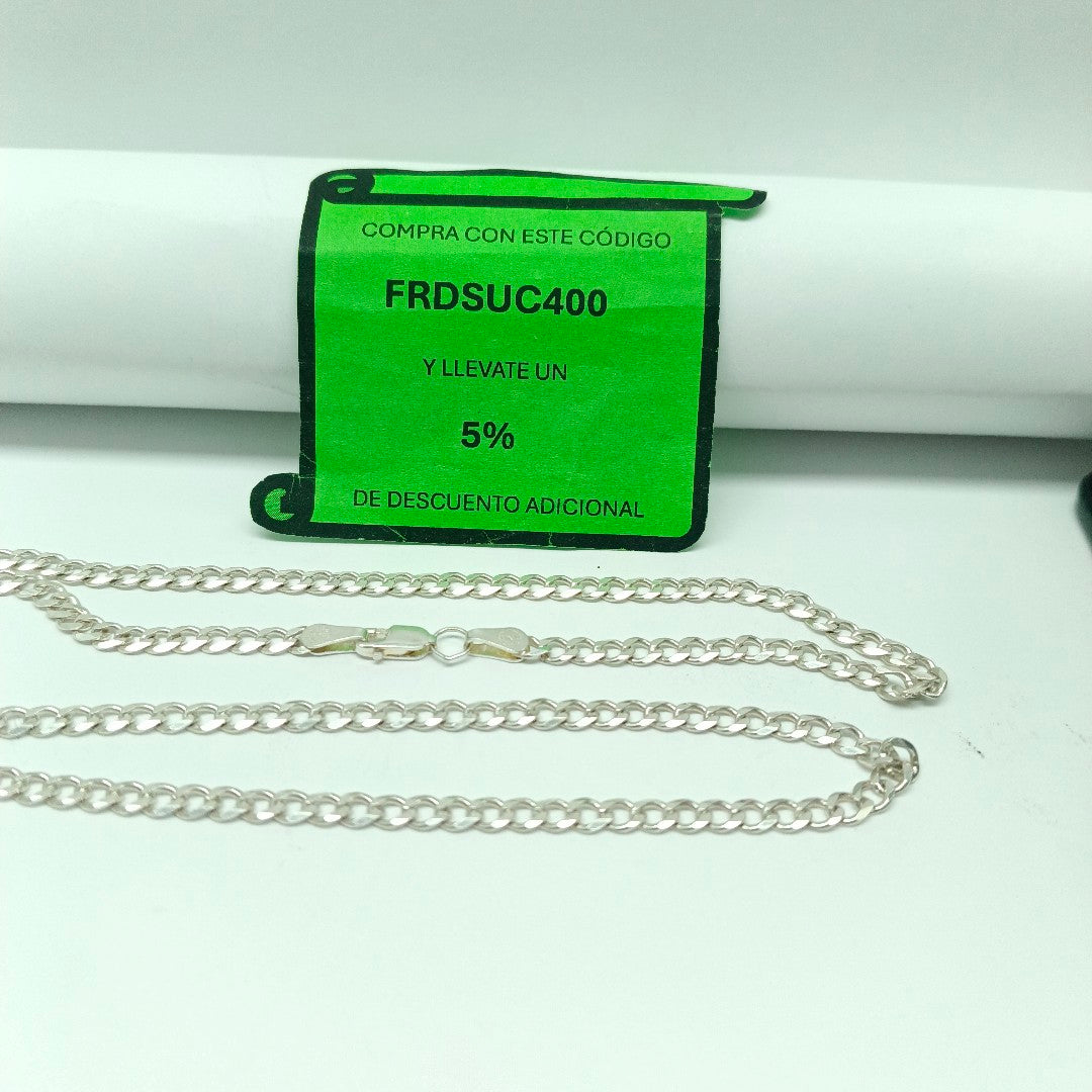 CADENA TEJIDO BARBADO PLATA .925 60 CM 12.9 GR (NUEVO)